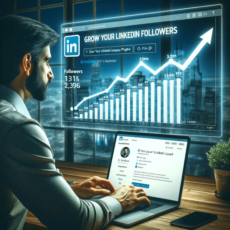 Man creating LinkedIn ad campaign on laptop to generate leads.